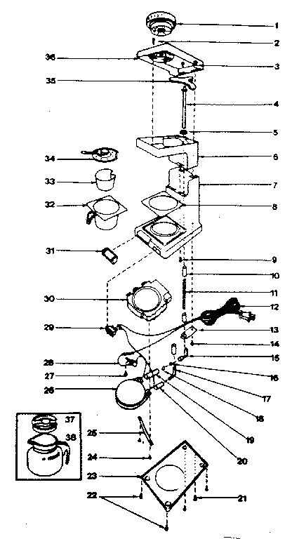 Replacement Parts Diagram and Parts List for A435AL  Proctor Silex Coffee Maker
